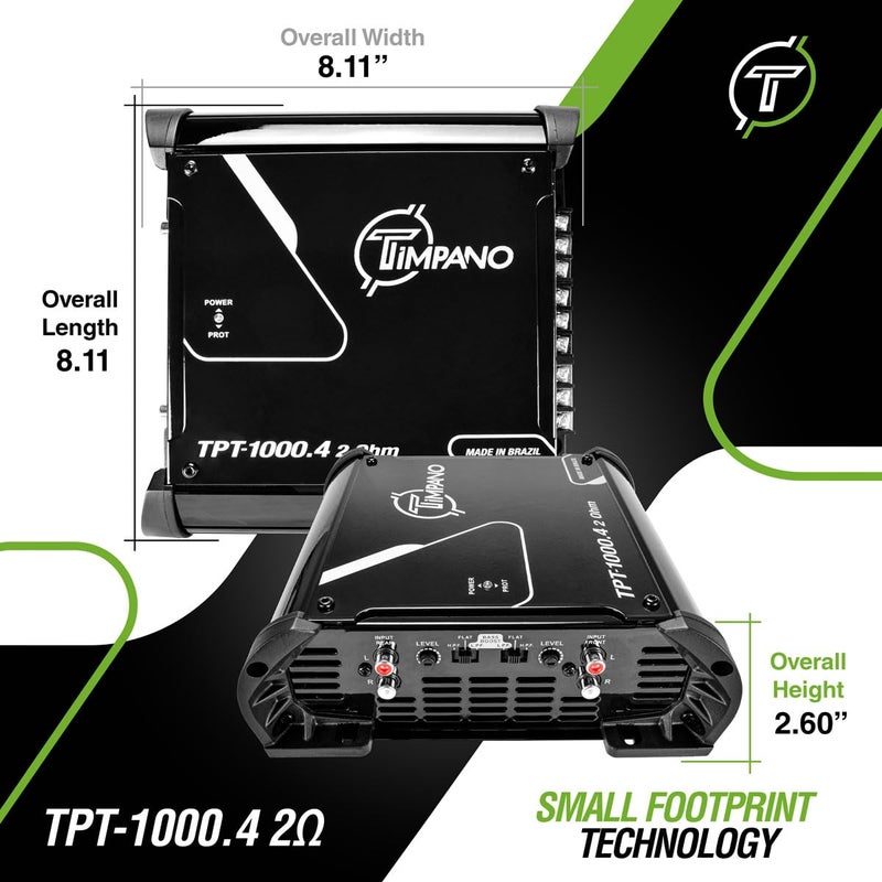 TIMPANO TPT-1000.4 Compact 4 Channel Car Audio Amplifier – 4 x 260 Watts at 2 Ohms – High Power Stereo 12 Volts Full Range Class D Amp Bridgeable - Image 4