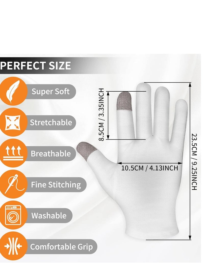 SYOSI 4 Pairs Touch Screen Moisturizing Gloves White Cotton Overnight Bedtime Heal Eczema Sleeping Lotion, Washable Hand Spa Treatment Repair Rough Cracked Dry Skin  - Image 2