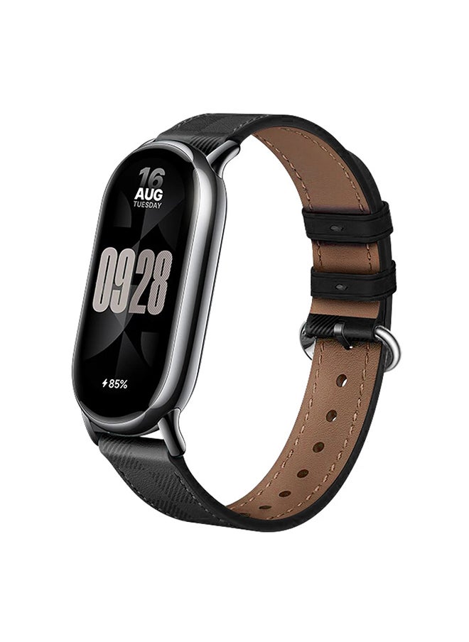 O Ozone Leather Straps For Xiaomi Smart Band 8, Leather Replacement Strap Watch Wrist Band Smart Bracelet Accessories for Women Men -Black  - Image 1