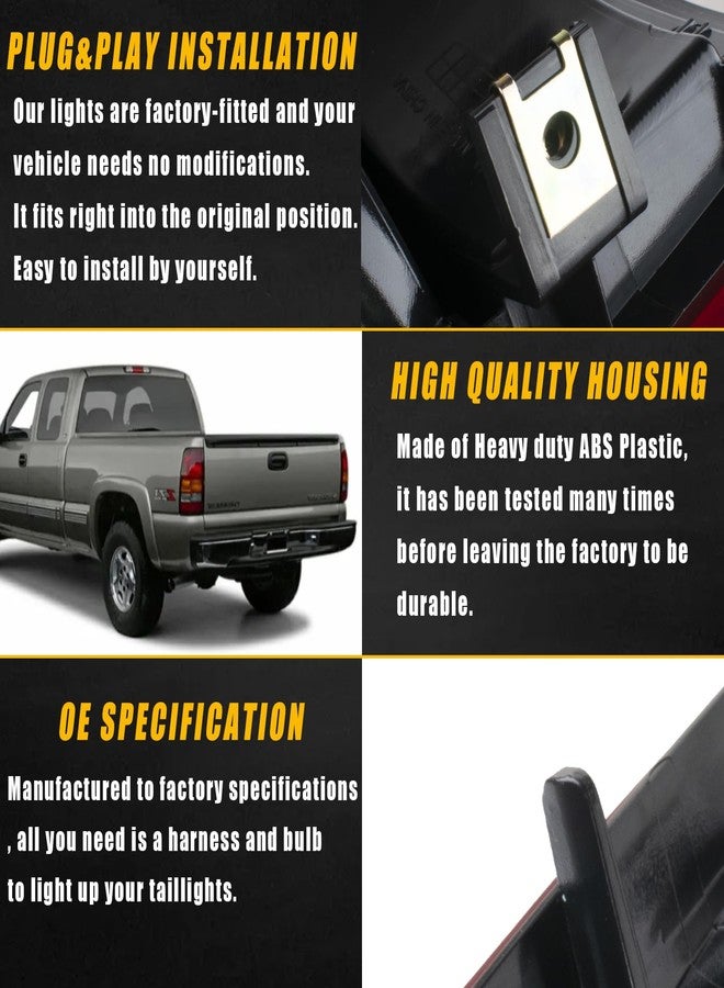 Boine Tail Light Compatible With 1999-2002 Chevy Silverado 1500 2500 3500 1999-2006 GMC Sierra 1500 2500 3500 Driver and Passenger Side Black Border Rear Light Brake Lamps - Image 4