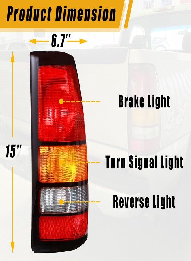 Boine Tail Light Compatible With 1999-2002 Chevy Silverado 1500 2500 3500 1999-2006 GMC Sierra 1500 2500 3500 Driver and Passenger Side Black Border Rear Light Brake Lamps - Image 2