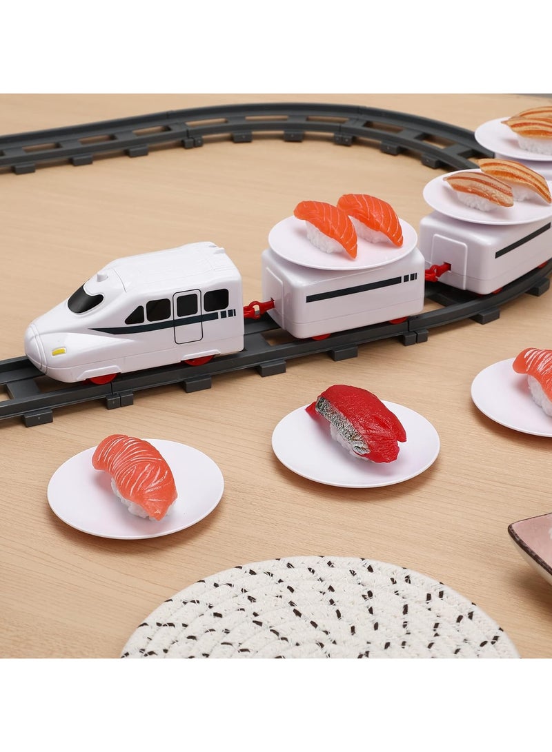 Sushi Train Toys - Child Day Rotating Sushi Bar Train Goes Around Train Toys Japanese Sashimi Plates Sushi Serving Tray for Child Days of Week DIY Sushi Making Supplies  - Image 4