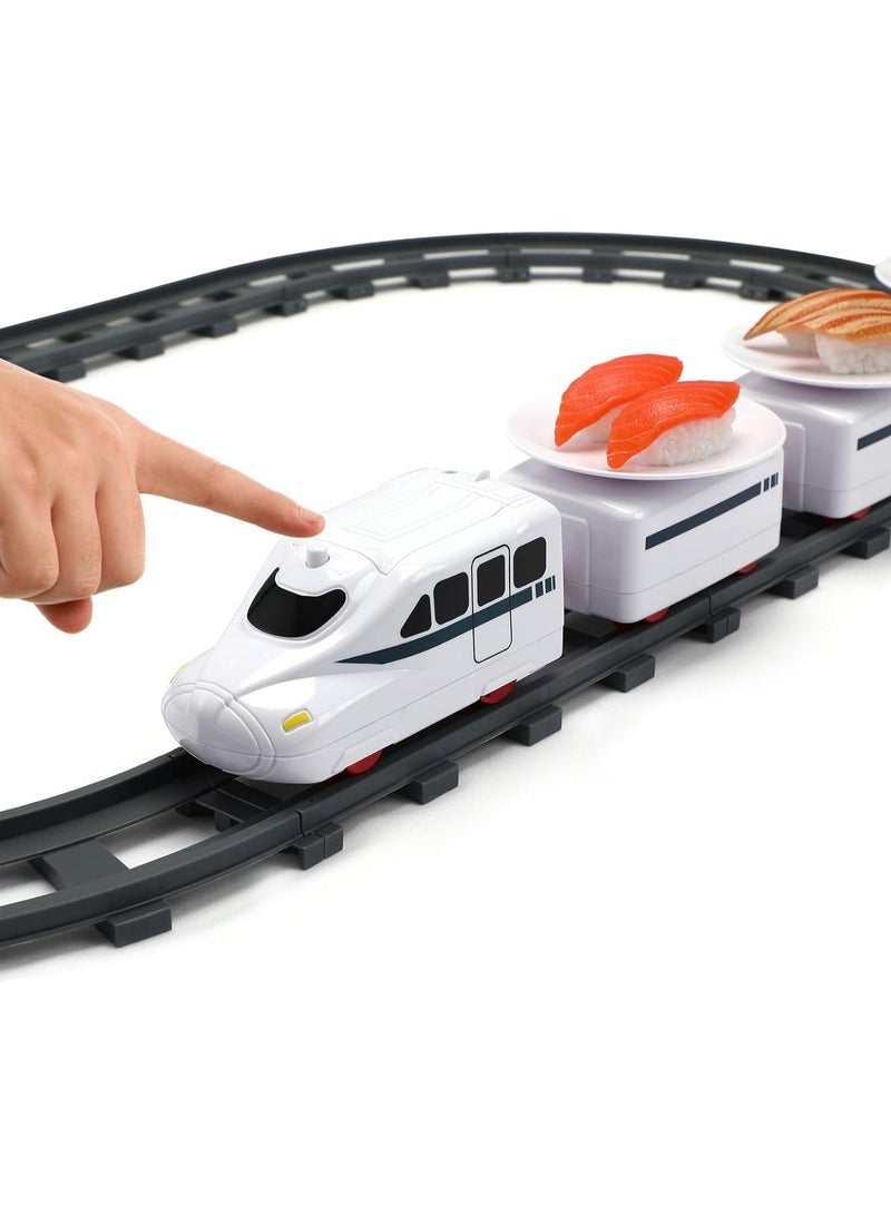 Sushi Train Toys - Child Day Rotating Sushi Bar Train Goes Around Train Toys Japanese Sashimi Plates Sushi Serving Tray for Child Days of Week DIY Sushi Making Supplies  - Image 1