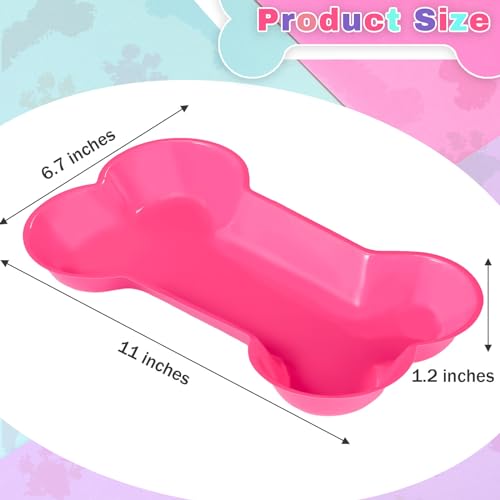 Nitial 60 Pcs Dog Bone Shaped Serving Trays, Plastic Dog Birthday Decorations Colorful Pet Patrol Plates Food Bowls Disposable Tableware Party Supplies(Sweet Color) - Image 3