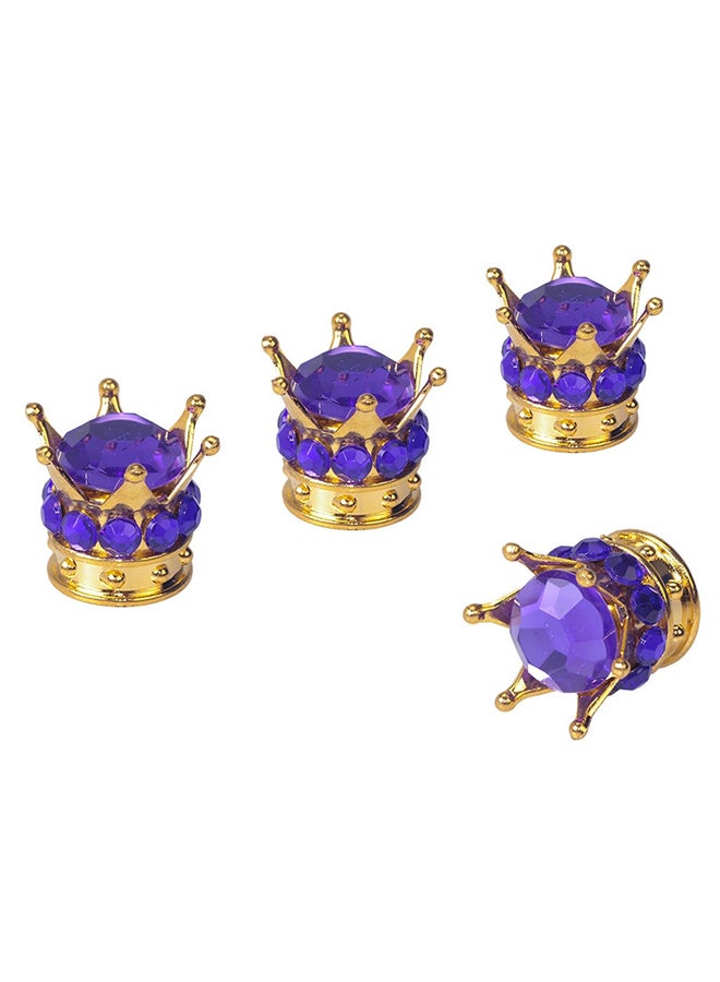 4-Piece Gold Crown Diamond Tyre Valve Caps - Image 1