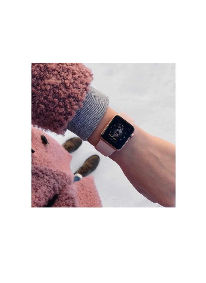 Generic - Rubber Strap Watchband For Apple Watch - 42/44 Mm – Light Pink - Image 1