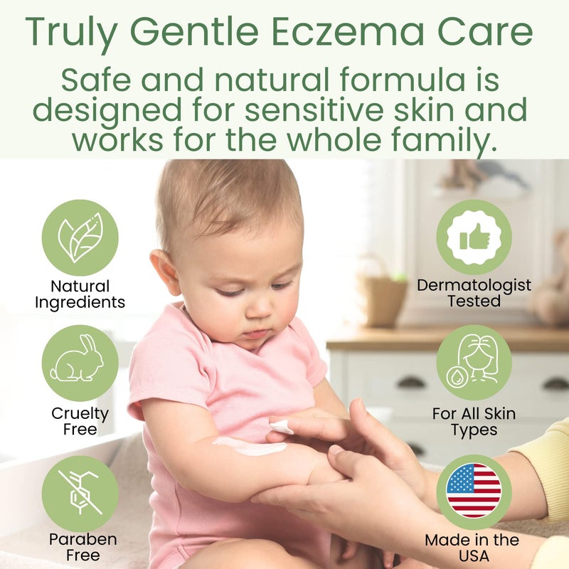 TruKid Natural Eczema Cream for Kids, Toddlers & Babies, NEA-Accepted for Eczema, Safe for Sensitive Skin on Face, Body, & Hands, Unscented, Hydrates & Moisturizes Irritated & Itchy Skin, 3.4oz - Image 2
