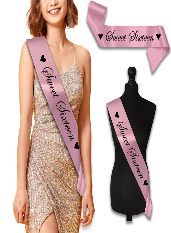Fuzzy Cactus Sweet Sixteen Sash Sweet 16th Birthday Sashes Accessory - Baby Pink - Image 2