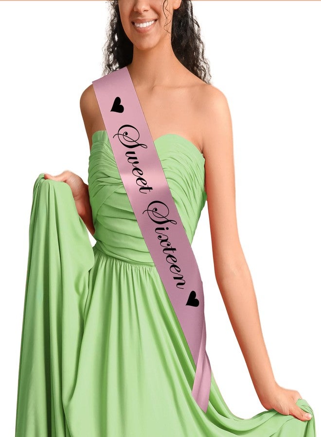 Fuzzy Cactus Sweet Sixteen Sash Sweet 16th Birthday Sashes Accessory - Baby Pink - Image 3