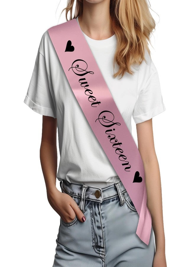 Fuzzy Cactus Sweet Sixteen Sash Sweet 16th Birthday Sashes Accessory - Baby Pink - Image 5
