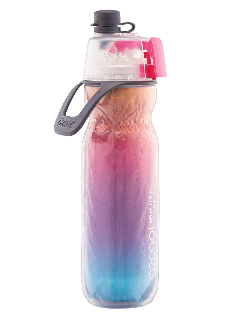 O2COOL O2COOL Mist N' Sip Insulated Water Bottle - 20 oz, Raspberry Ombre Color | 2-in-1 Function, Double-Wall Insulation, BPA-Free | Perfect for Sports, Cycling & Outdoor Activities 