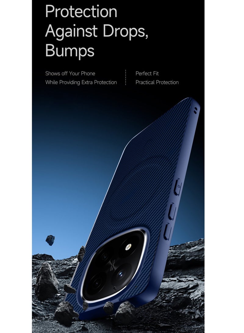 Wtech Xiaomi Redmi Note 14 Pro+ 5G 2025 Soft Silicone Carbon Fiber Magsafe Protective Back Case Cover (MCFPSN) - Navy Blue - Image 4