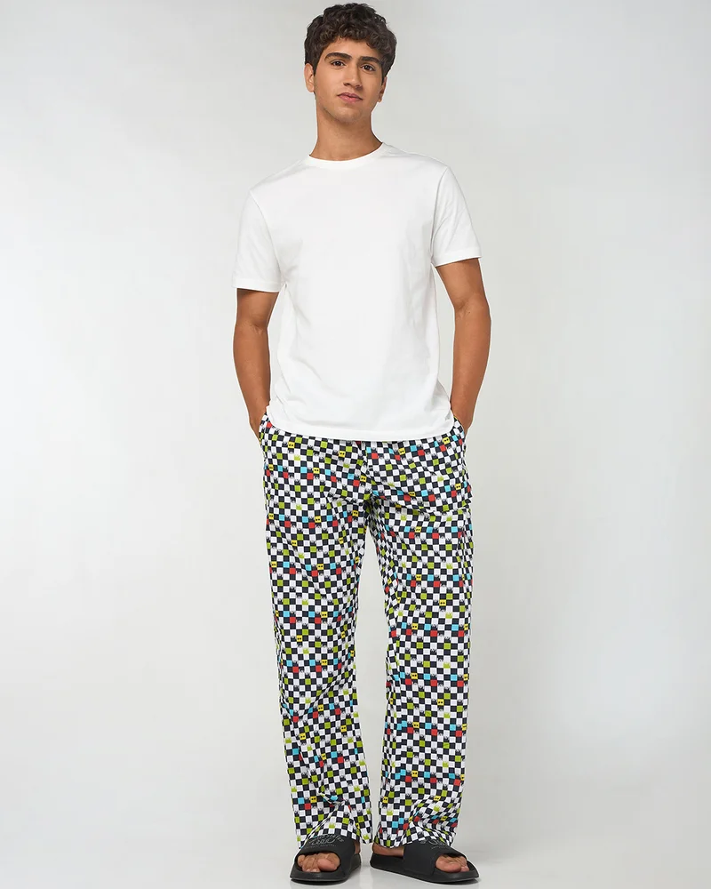 bewakoof  Men's Multicolor All Over Printed Oversized Pyjamas for Men | Best Price UAE