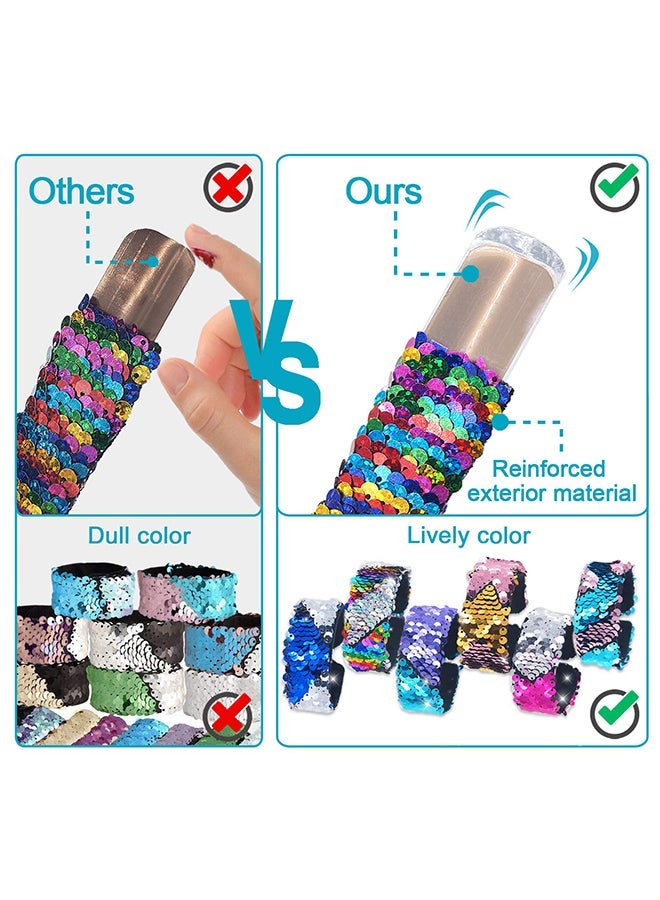 نيبمينينت 12-Piece Little Mermaid Magic Charm Reversible Sequin Slap Bracelets - Image 3