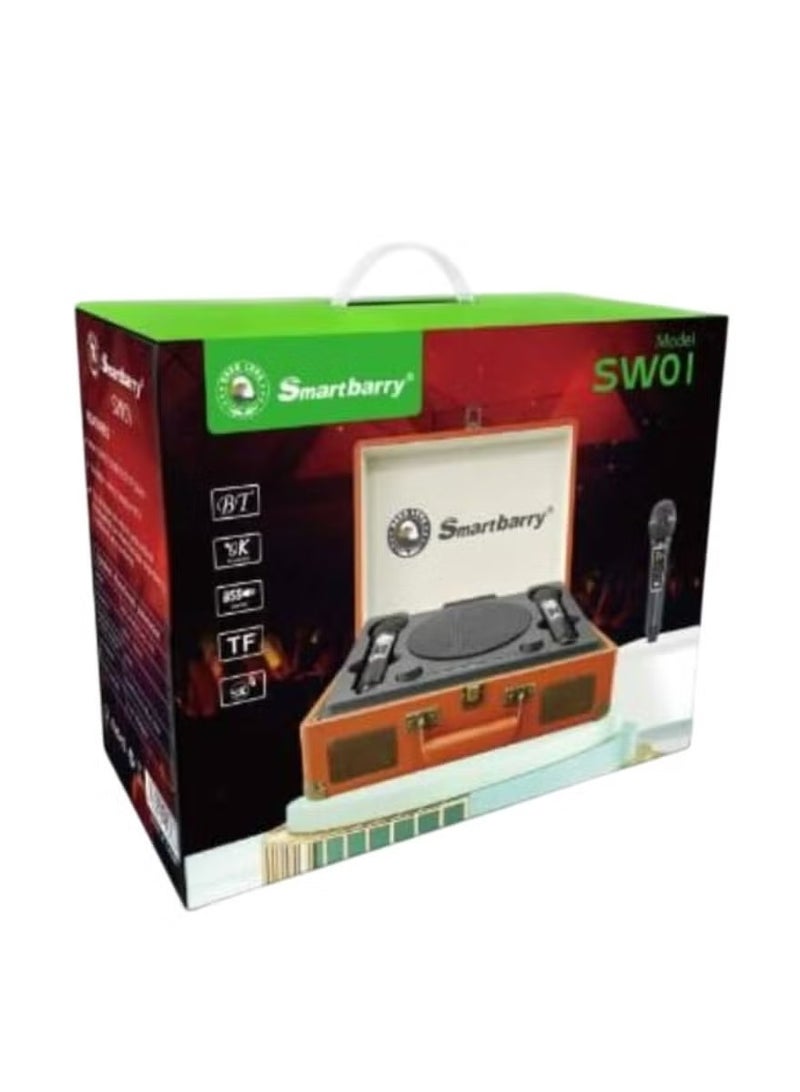 Smartberry Portable Karaoke Bluetooth  Suitcase  Speaker with 2 Dual Microphones – Black – Indoor & Outdoor KTV Experience, Eco-Friendly Design, High-Quality Sound, Rechargeable Battery – Perfect for Family Fun & Parties - Image 2