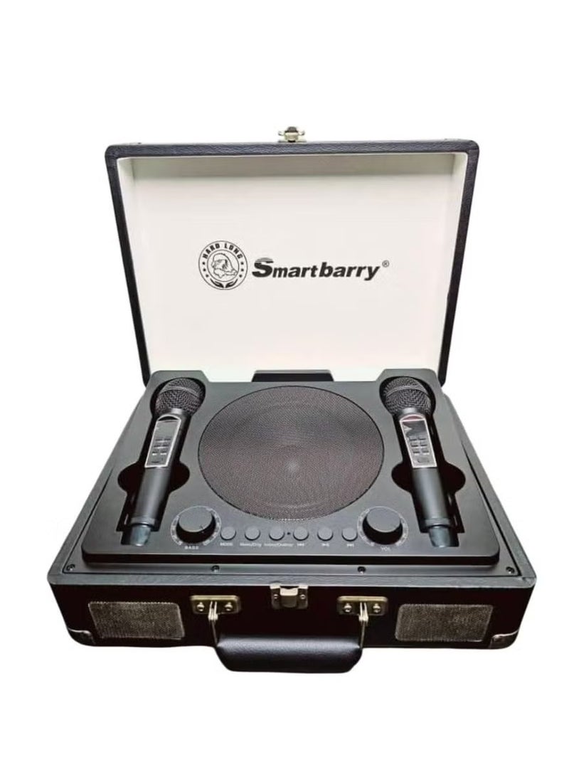 Smartberry Portable Karaoke Bluetooth  Suitcase  Speaker with 2 Dual Microphones – Black – Indoor & Outdoor KTV Experience, Eco-Friendly Design, High-Quality Sound, Rechargeable Battery – Perfect for Family Fun & Parties - Image 1