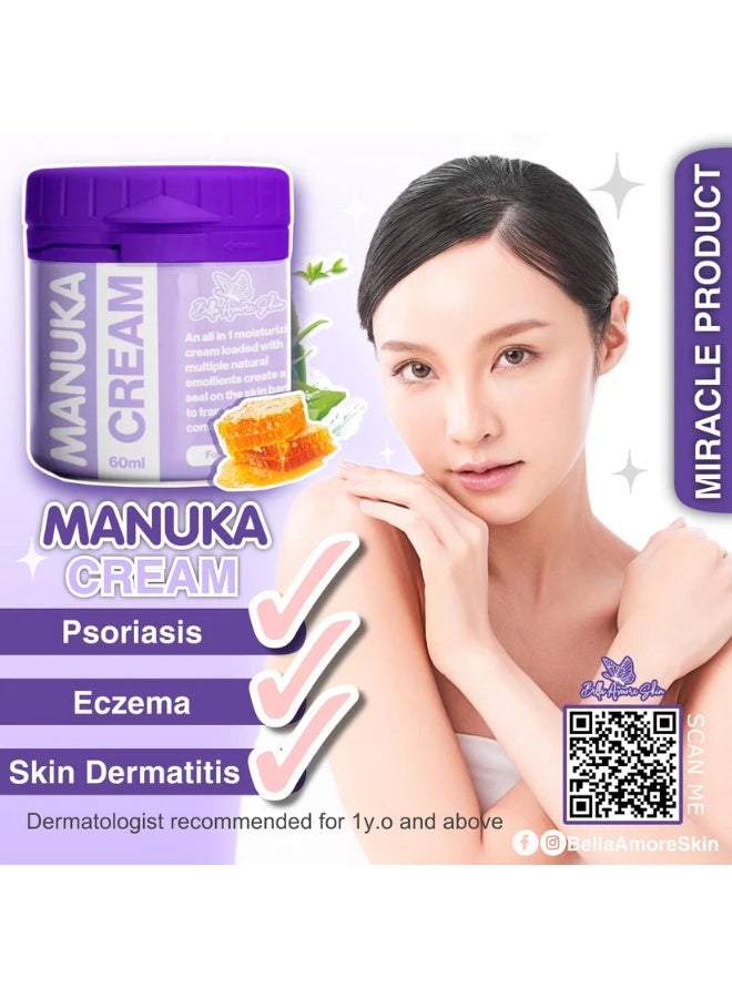 Bella Amore Skin Manuka Cream for Deep, Long-Lasting Hydration — A nourishing all-in-one moisturizer designed to replenish dry skin, lock in essential moisture, support the skin barrier, and leave you