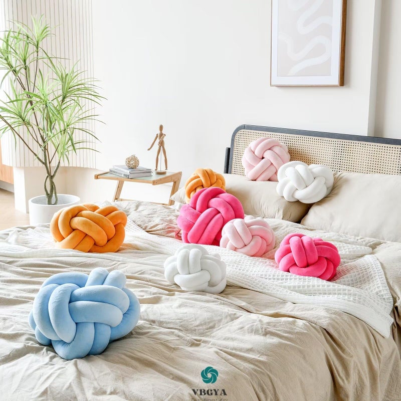 VBGYA Knot Pillow Ball, Soft Home Decorative Throw Pillows Cushion, Round Changeability Knotted Pillows, Modern Home Handmade Cushions for Bedroom, Sofa, Couch (8 Inch, Light Blue) - Image 4