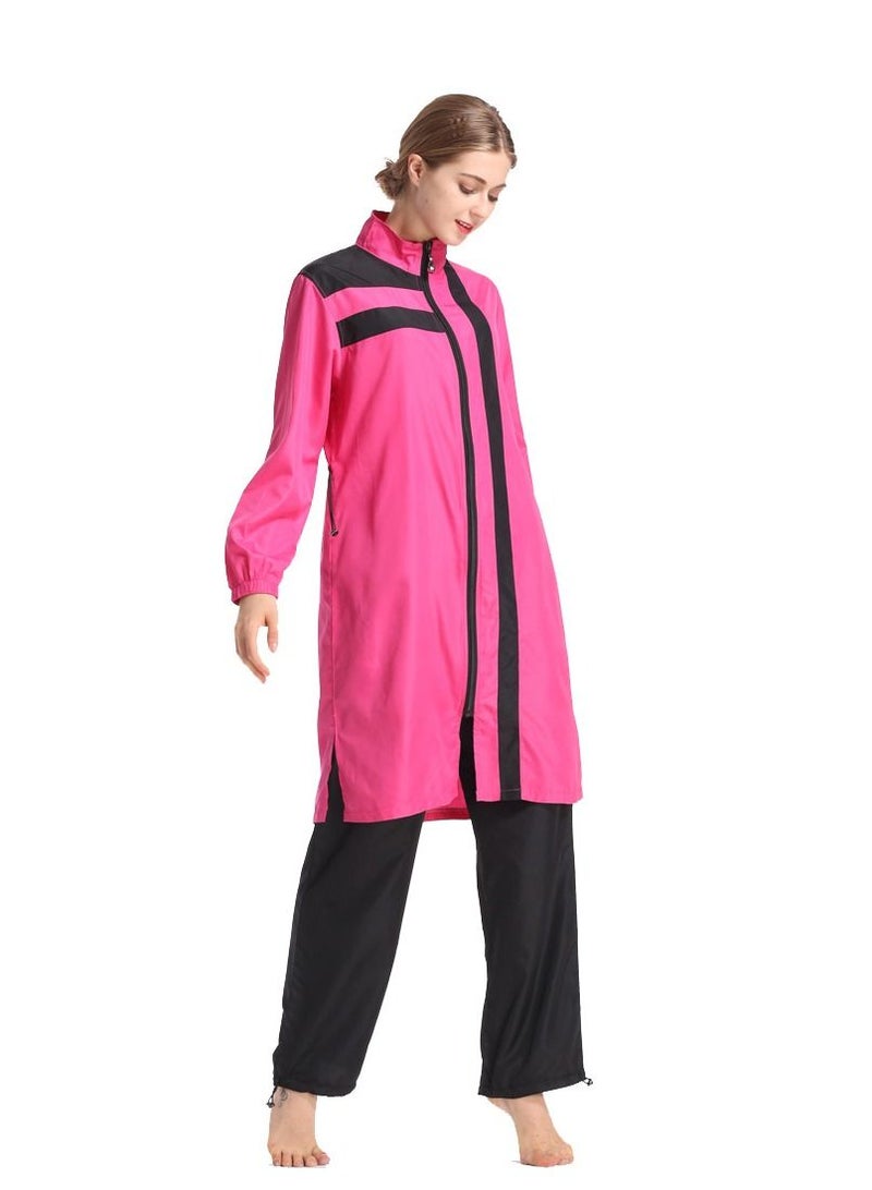 Loquat 3 Piece Southeast Asian Hui Conservative Sportswear Swimsuit Pink - Image 1