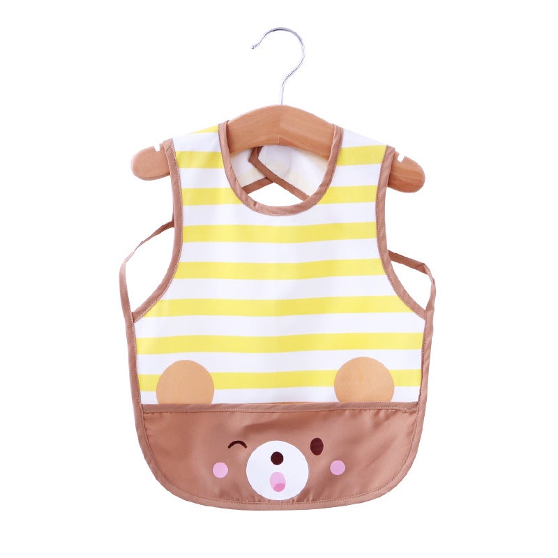 Childrens Costume Bib Baby Dinner Meal Bag Parents Kiss New Cartoon Printed Baby Retro-Dressing Apricot 