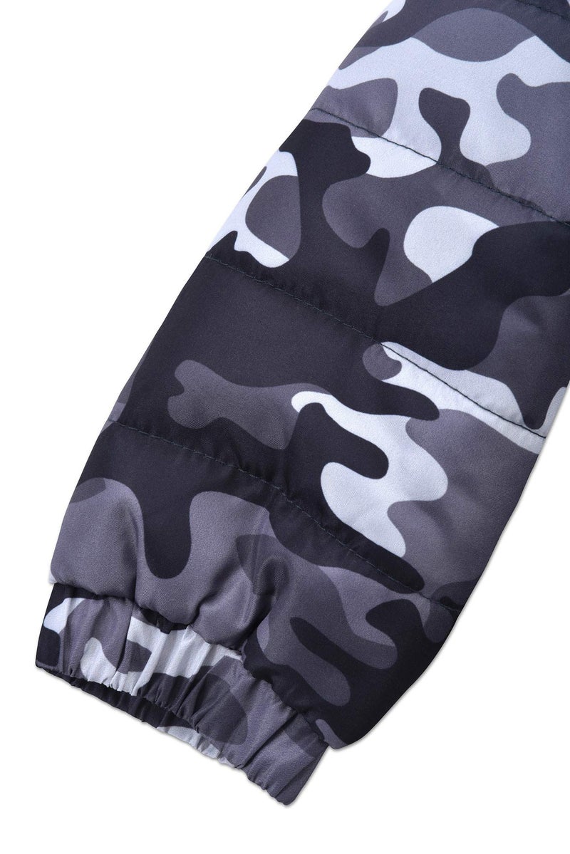Arctic Quest Boys' Bib Snow Pants and Ski Jacket Water-Resistant Snowsuit For Kids Winter Hooded Jacket, Black Grey Camo, 7 - Image 4