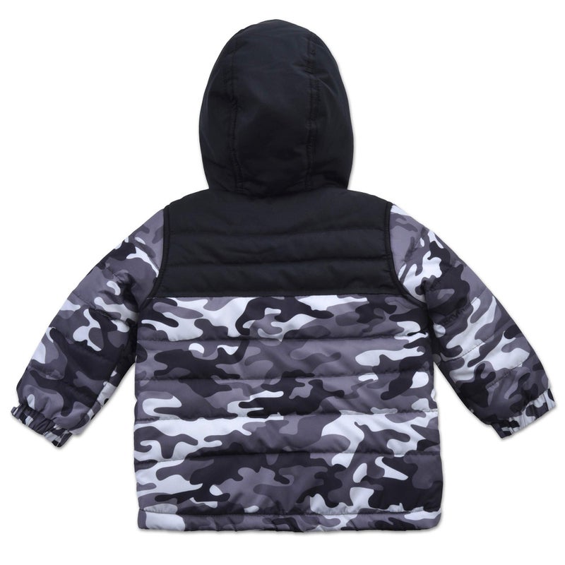 Arctic Quest Boys' Bib Snow Pants and Ski Jacket Water-Resistant Snowsuit For Kids Winter Hooded Jacket, Black Grey Camo, 7 - Image 5