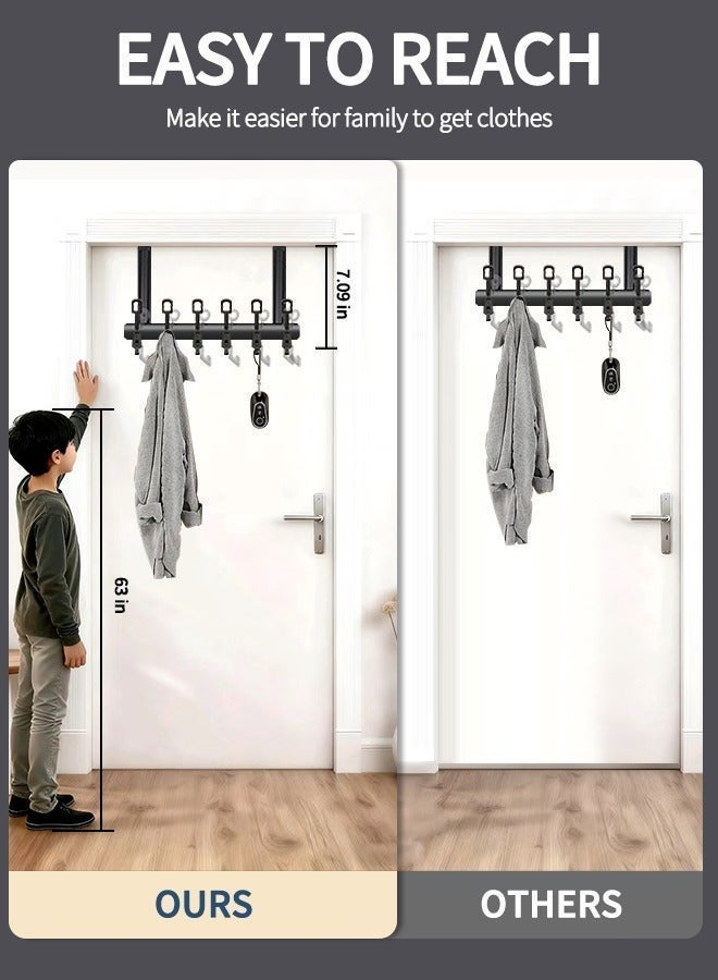 NayZaan Door Hook, Door Towel Rack, Silent Door Hook, Used to Hang Bathroom Door Hooks,Front Door, Back Door Hook, Top and bottom combined 12 hooks (black) - Image 2