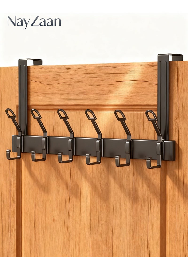 NayZaan Door Hook, Door Towel Rack, Silent Door Hook, Used to Hang Bathroom Door Hooks,Front Door, Back Door Hook, Top and bottom combined 12 hooks (black) - Image 1