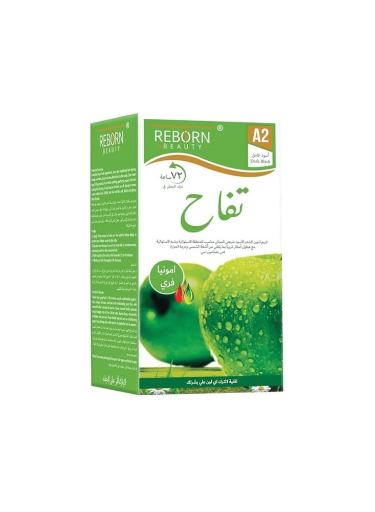 Reborn Beauty Ammonia-Free Hair Color Cream, Dark Black, 500ml + 500ml - Image 2