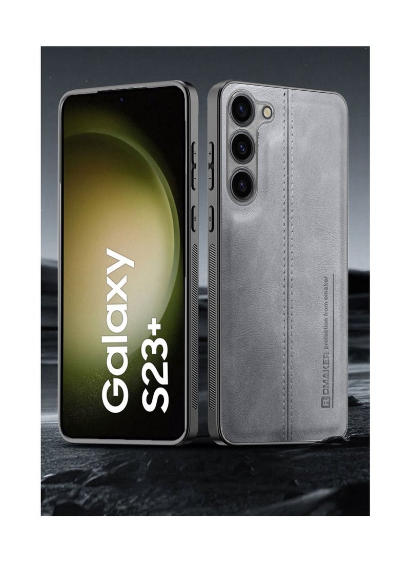 OMAKER Luxury PU Leather Shockproof Case Cover For Samsung Galaxy S23+ / S23 Plus 5G 2023 Grey  - Image 2