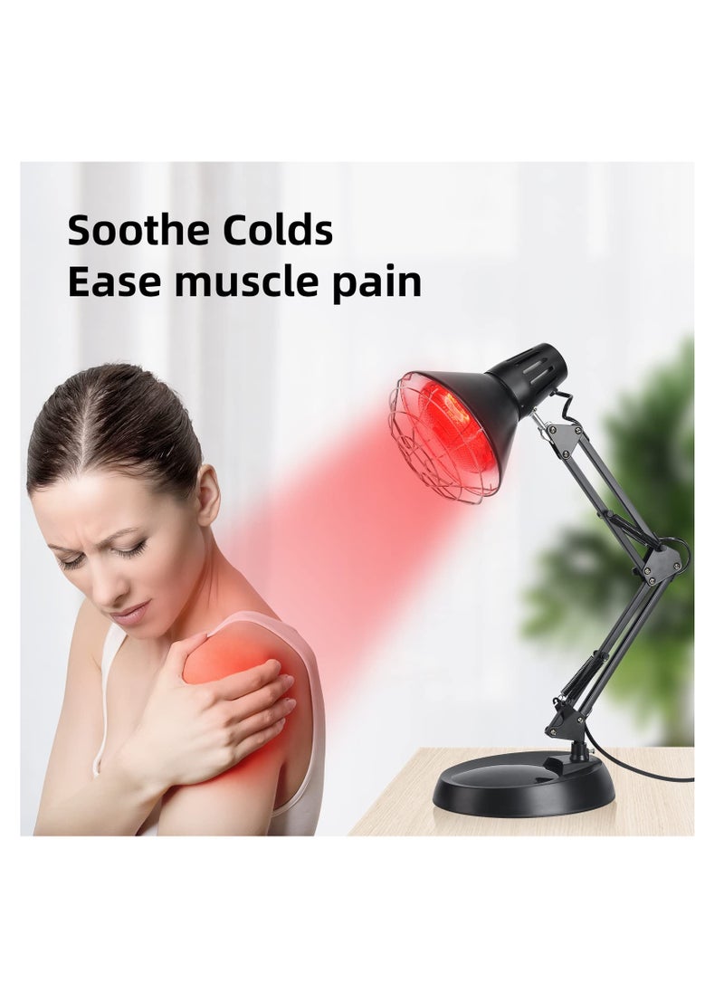 XiuWoo - Infrared Red Light Therapy with Sturdy Base, Infrared Heat Lamp Device with 150W Bulb, Adjustable, for Body Neck Shoulder Joints Back Pain Relief, Black - Image 1
