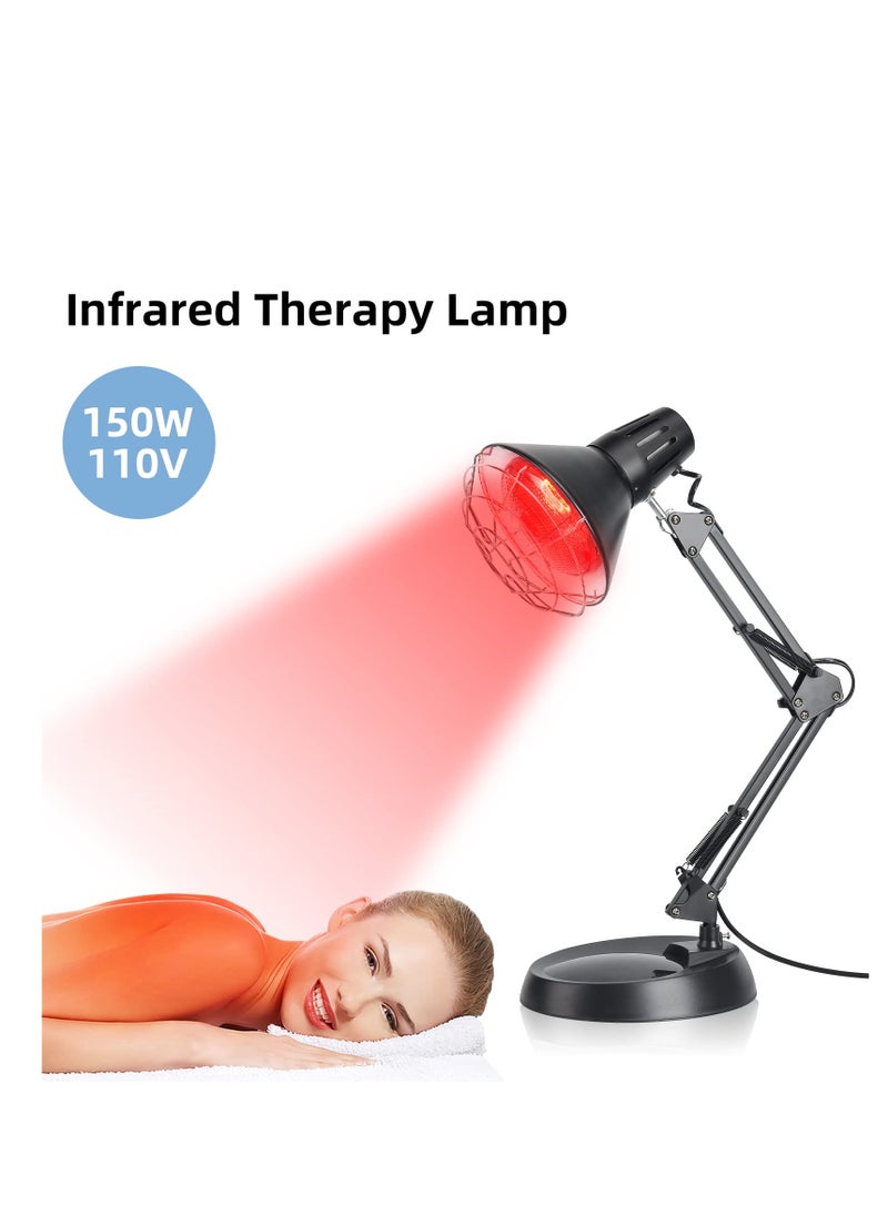 XiuWoo - Infrared Red Light Therapy with Sturdy Base, Infrared Heat Lamp Device with 150W Bulb, Adjustable, for Body Neck Shoulder Joints Back Pain Relief, Black - Image 1