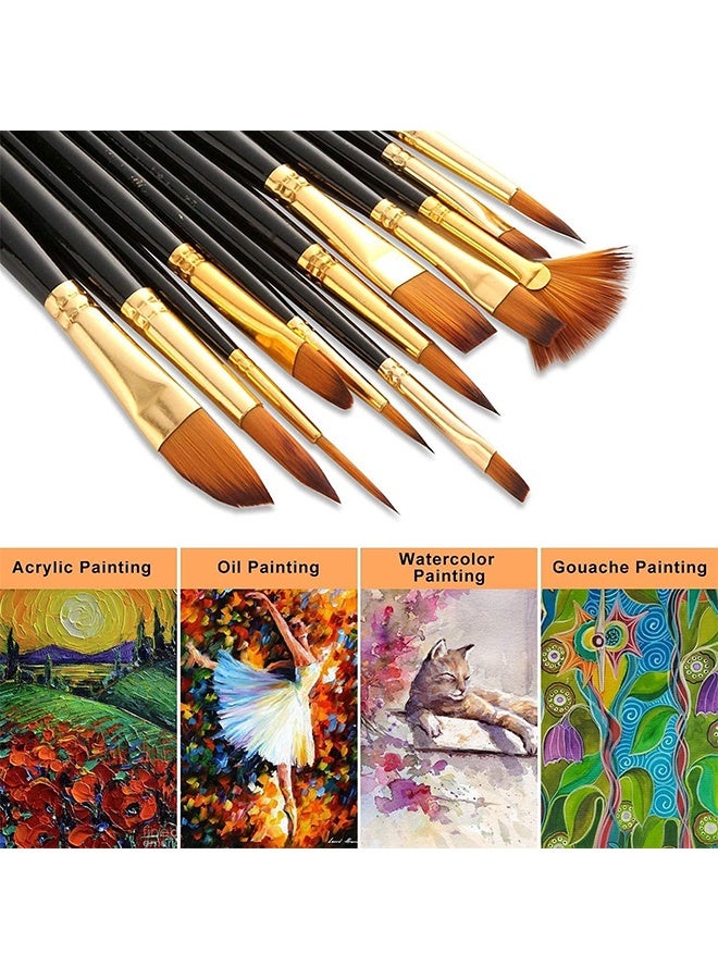 Xinbowen 12 Piece Nylon Hair Paint Brush Set - Children’s DIY Art Brushes, Art Supplies for Students - Image 5