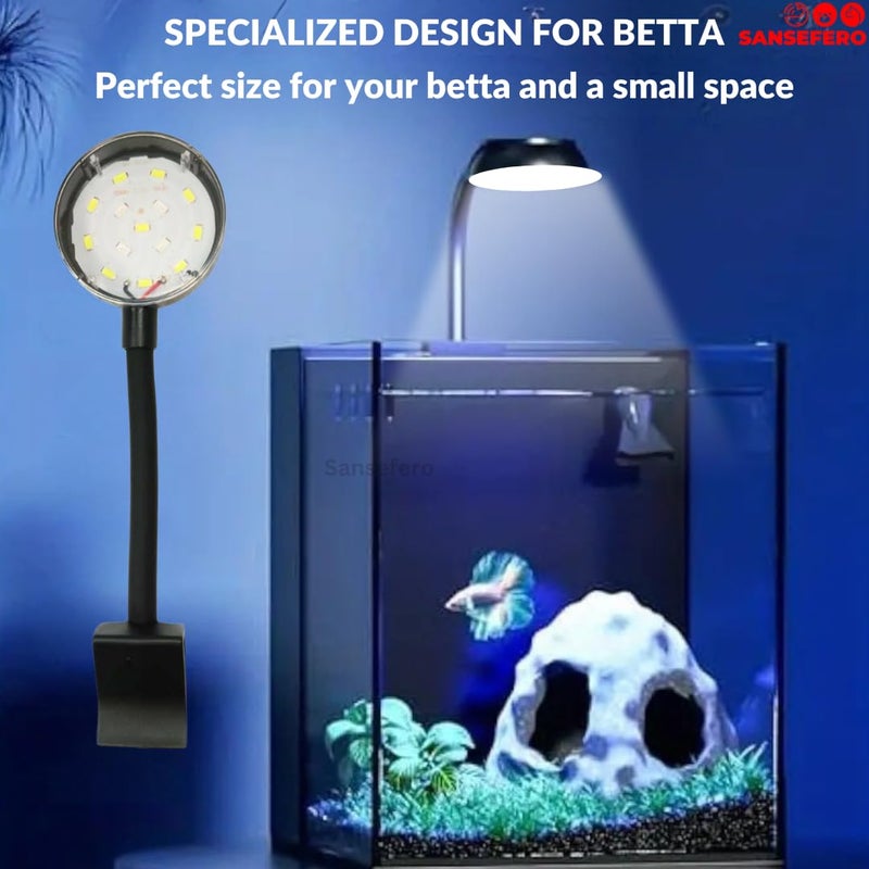 SANSEFERO مصباح LED لحوض السمك عالي السطوع مع مشبك قابل للتعديل 360° مناسب لحوض 1-2 قدم 6.4 واط (LY-307) - Image 3