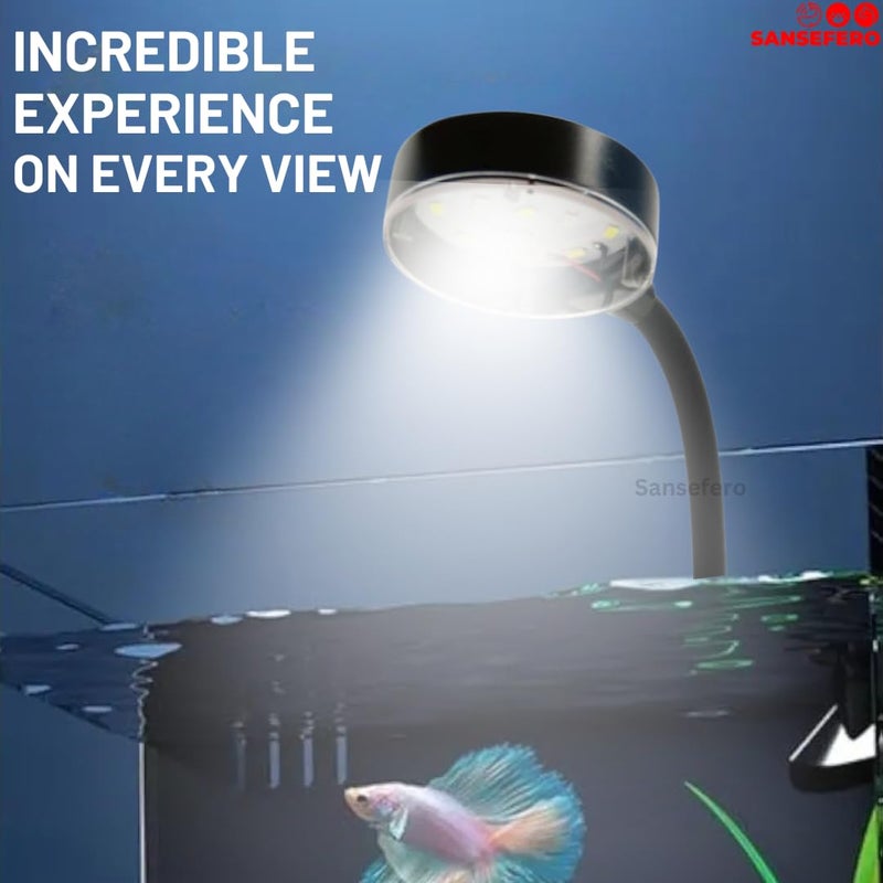 SANSEFERO مصباح LED لحوض السمك عالي السطوع مع مشبك قابل للتعديل 360° مناسب لحوض 1-2 قدم 6.4 واط (LY-307) - Image 2