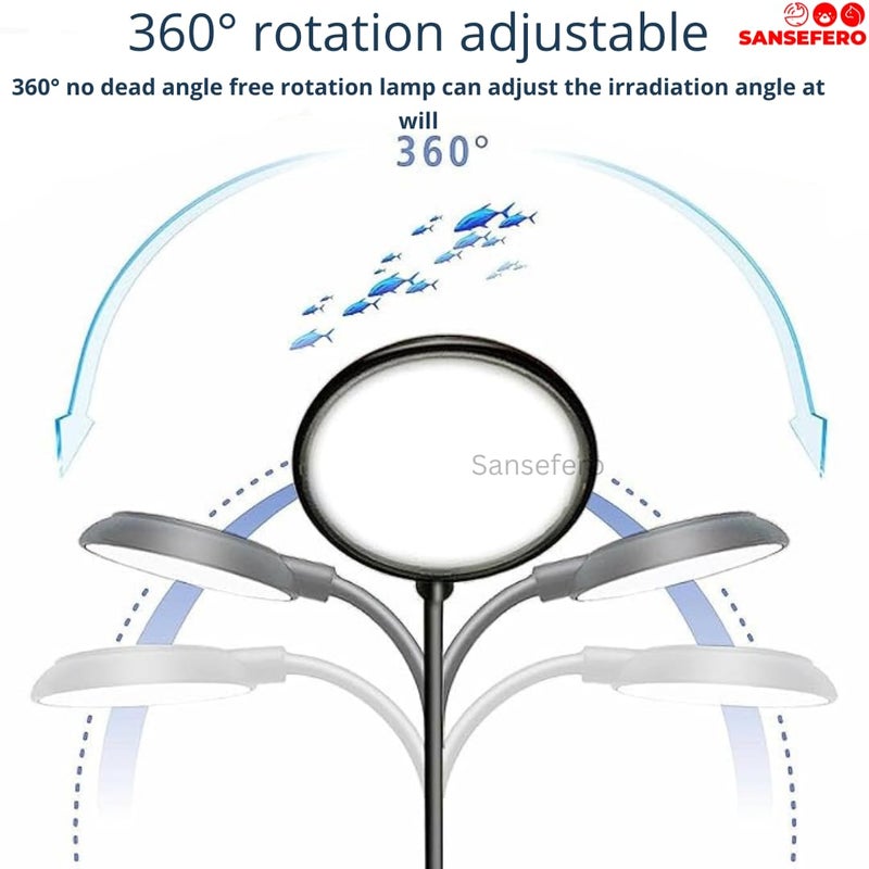 SANSEFERO مصباح LED لحوض السمك عالي السطوع مع مشبك قابل للتعديل 360° مناسب لحوض 1-2 قدم 6.4 واط (LY-307) - Image 4