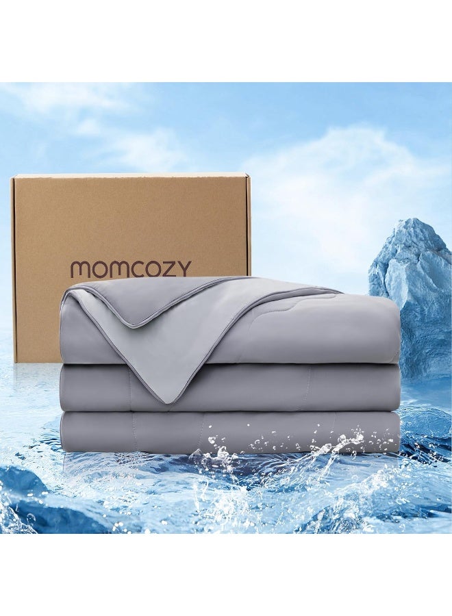 Momcozy Momcozy Life CoolMurm Cooling Comforter for Hot Sleepers, Twin/Twin XL 68" x90” Pregnancy Cooling Blanket, All-Season Lightweight Soft Breathable Cooling Quilt Duvet, Cool All Night, Deep Light Grey  - Image 1