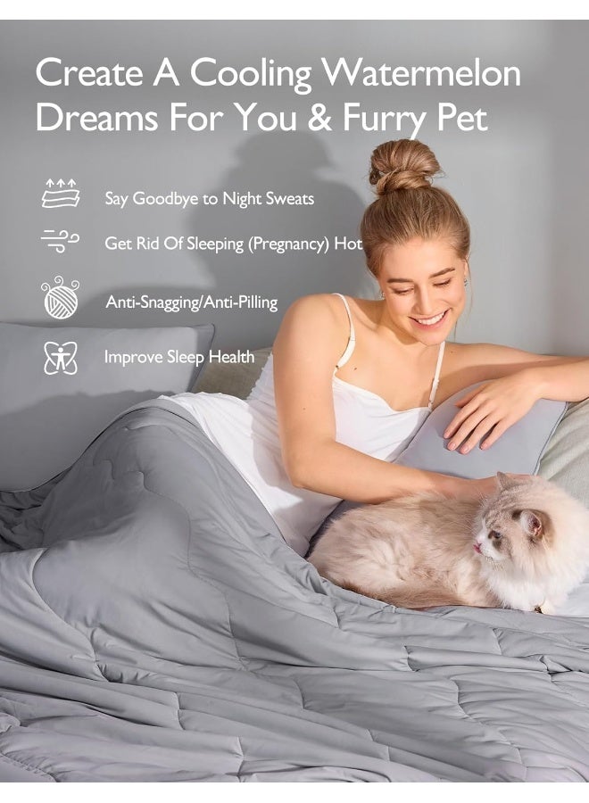 Momcozy Momcozy Life CoolMurm Cooling Comforter for Hot Sleepers, Twin/Twin XL 68" x90” Pregnancy Cooling Blanket, All-Season Lightweight Soft Breathable Cooling Quilt Duvet, Cool All Night, Deep Light Grey  - Image 5