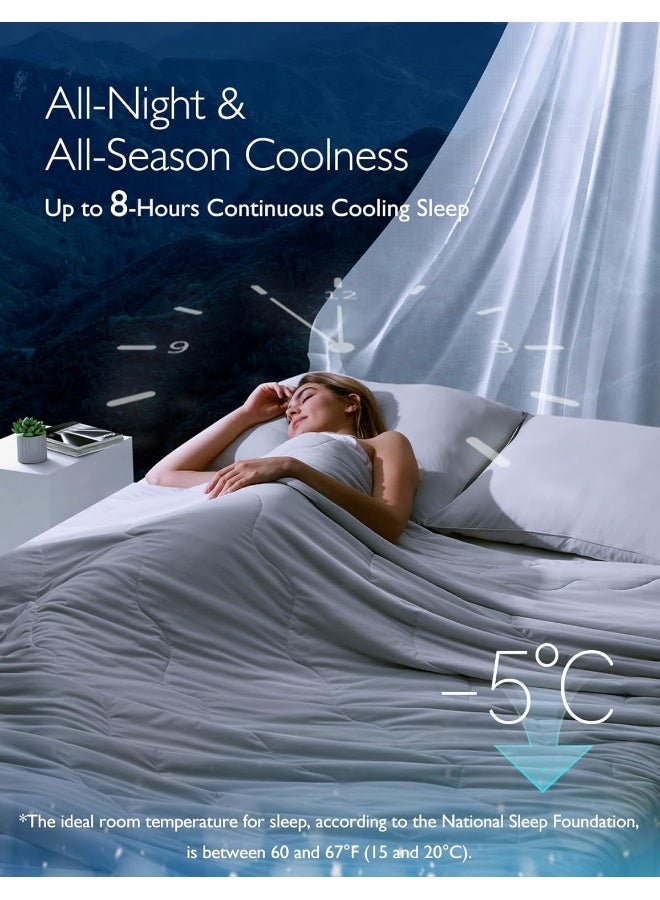 Momcozy Momcozy Life CoolMurm Cooling Comforter for Hot Sleepers, Twin/Twin XL 68" x90” Pregnancy Cooling Blanket, All-Season Lightweight Soft Breathable Cooling Quilt Duvet, Cool All Night, Deep Light Grey  - Image 2