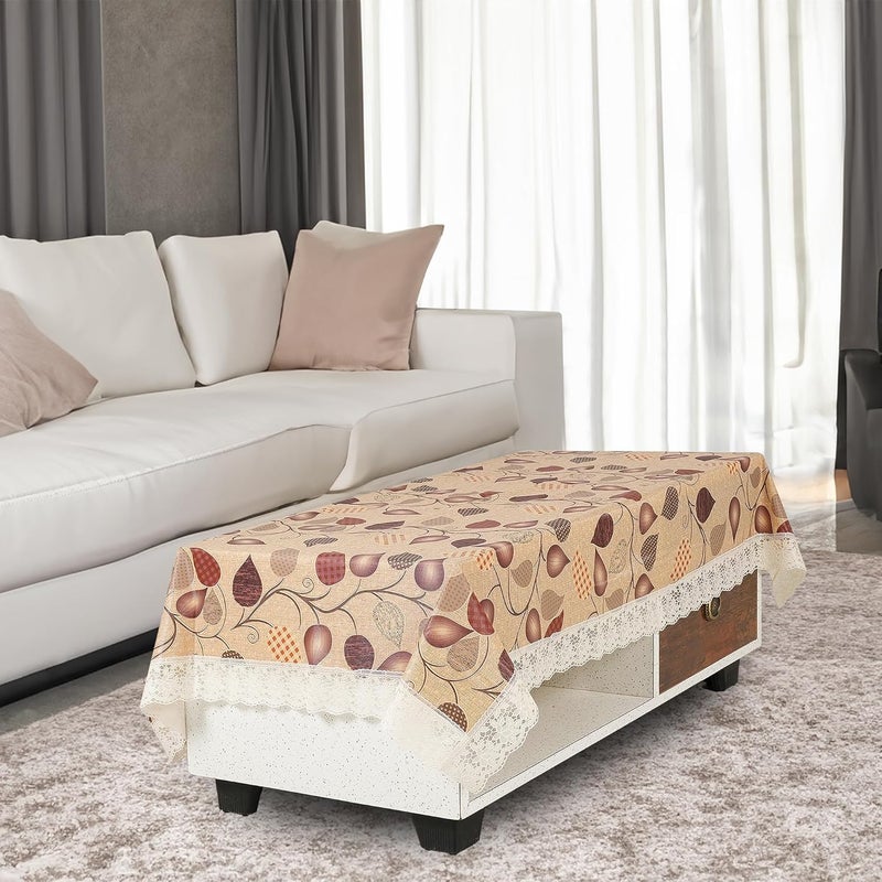 Clairs Waterproof Table Cover for Outdoor and Indoor Use, 40x60 Inches, Floral Printed Design, PVC Material (Golden Floral) - Image 1