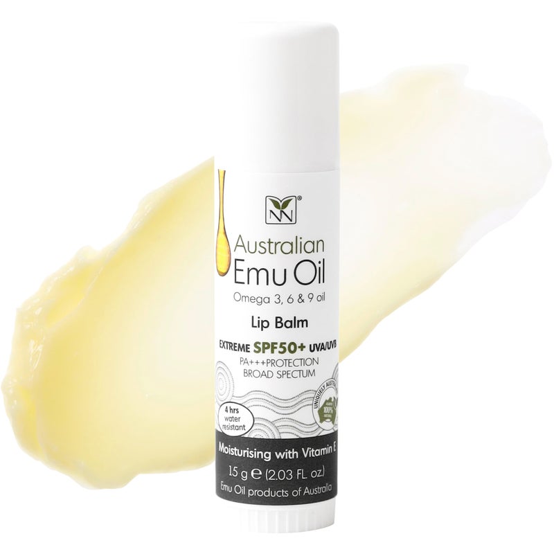 y not natural Emu Oil Moisturizing Lip Balm - Hydrating Lip Balm with Extreme SPF50+ Sun Protection - 4-Hour Water Resistant, Fortified with Vitamin E, Amino Acids & Omega 3, 6 & 9 - Y-Not Natural, 15g Stick - Image 1