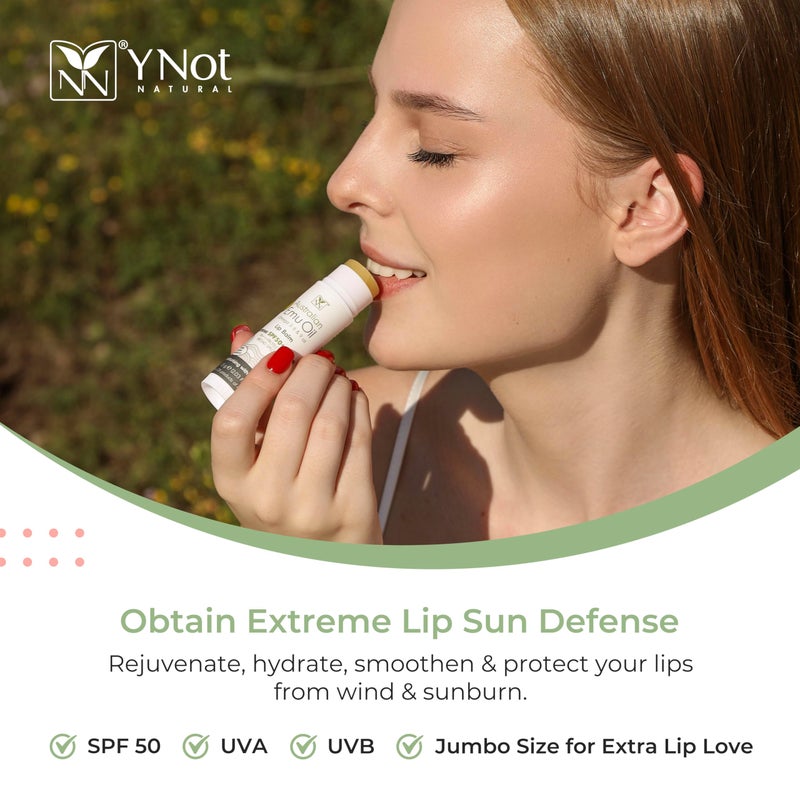 y not natural Emu Oil Moisturizing Lip Balm - Hydrating Lip Balm with Extreme SPF50+ Sun Protection - 4-Hour Water Resistant, Fortified with Vitamin E, Amino Acids & Omega 3, 6 & 9 - Y-Not Natural, 15g Stick - Image 2