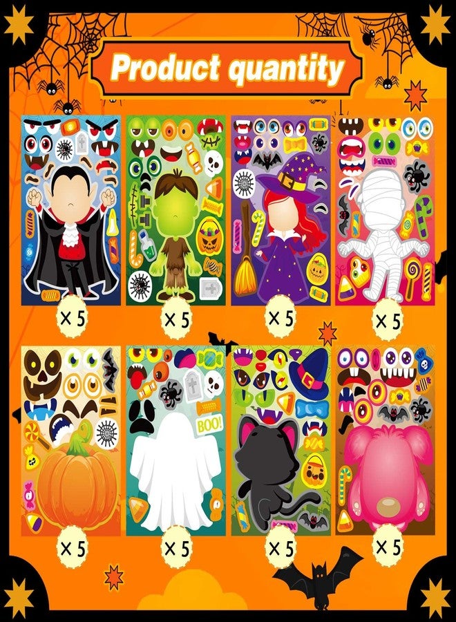 DUJAA Halloween Make a Face Stickers 40PCS - Mix and Match Character Sheets With Vampires, Witches, Mummies, Zombies, Ghosts, Monsters - Party Games - Image 3