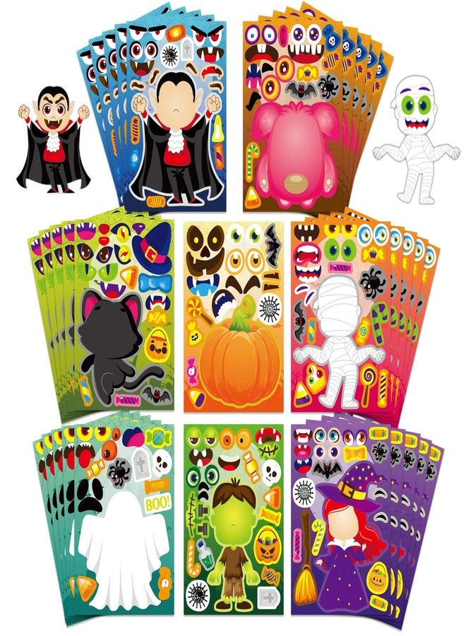 DUJAA Halloween Make a Face Stickers 40PCS - Mix and Match Character Sheets With Vampires, Witches, Mummies, Zombies, Ghosts, Monsters - Party Games - Image 1