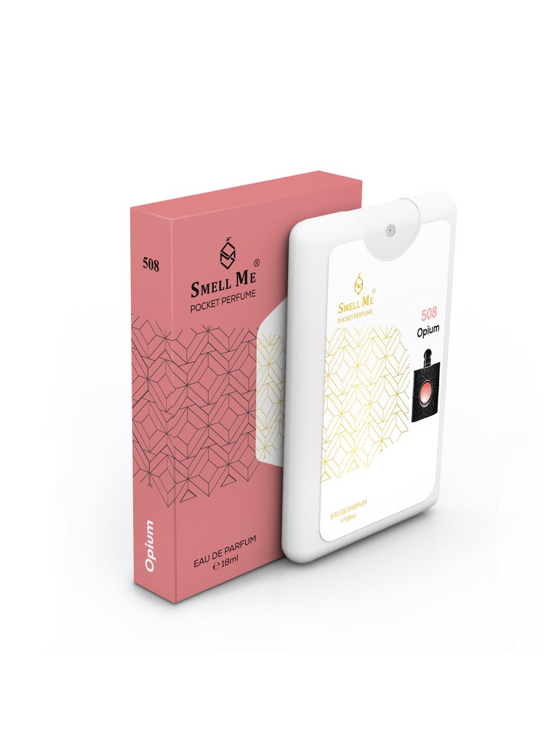 Smell Me Smell Me Pocket Perfume 508 French Perfume fragrances Long lasting Amber Vanilla fragrance Inspired by OPIUM BLK EDP Women 18ml 