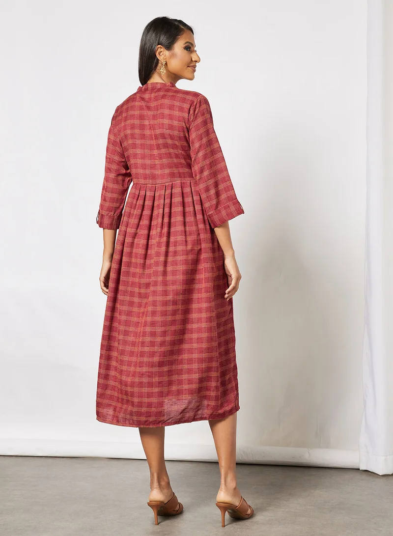 HANA & SARA Women's Button Detail Printed Casual Jalabiya