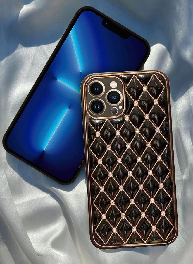 CATANES iPhone 13 Pro Max Luxury Diamond Bling Rhinestone Case Cover Shockproof Camera Lens Protection Black - Image 1