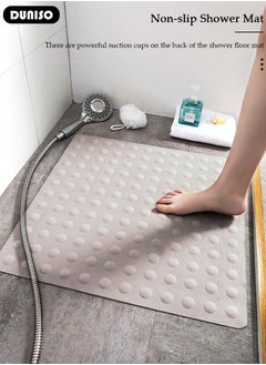 DUNISO Rubber Mat Anti Slip Bathroom Mat Shower Mat Waterproof Mat Foot Massage Mat With Drain Holes And Suction Cups 40*70cm Bath Mat For Tub, Toilet And Bathroom Floors-Beige  - Image 4