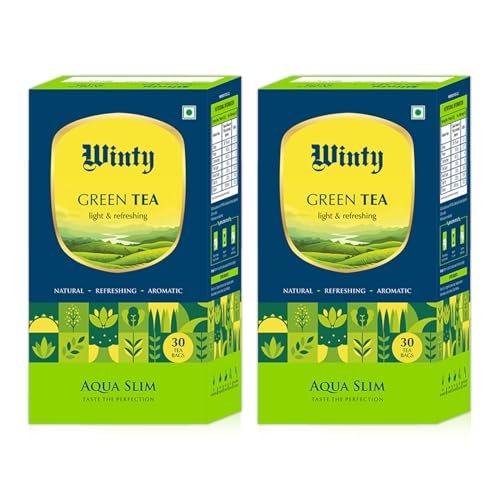 Winty Aqua Slim Green Tea – Pack of 2 (30 Bags Each) | With Garcinia, Moringa & Jasmine | Premium Herbal Ingredients | Aromatic Blend with No Preservatives | For Weight Management & Detox | Herbal Tea Bags - Image 1