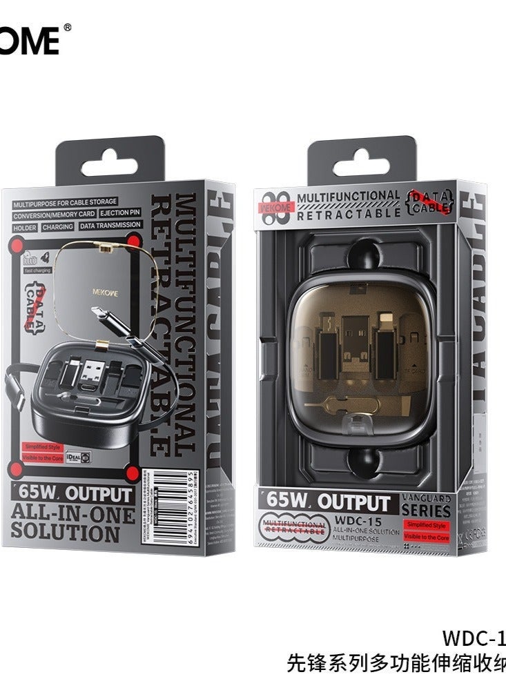 WEKOME WDC-15 3-in-1 Fast Charging Cable – Type-C, Micro USB & IP Port Transparent Luminous Multi-Charging Cord, Durable Braided Design for Smartphones & Devices – Black - Image 2